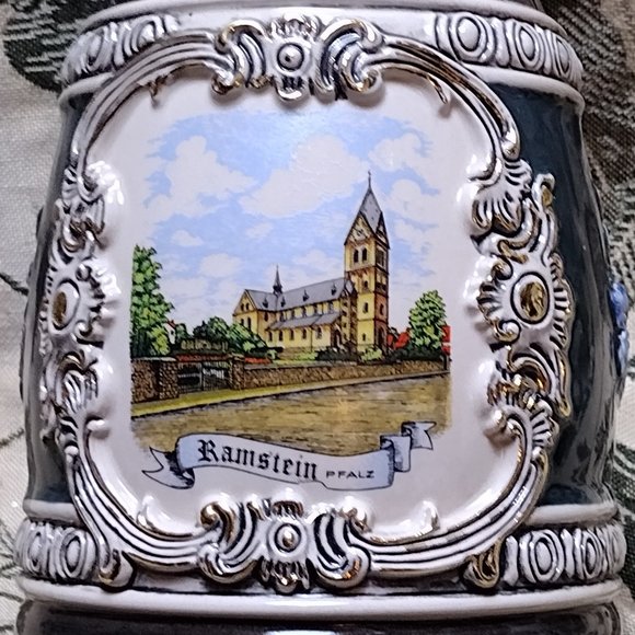 🎬 GERZ Ramstein/Pfalz Pewter Lidded Beer Stein - Picture 3 of 14